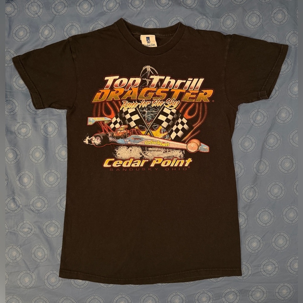 1990s Top Thrill Dragster T-Shirt Cedar Point Men’s Small Race for the Sky Ohio